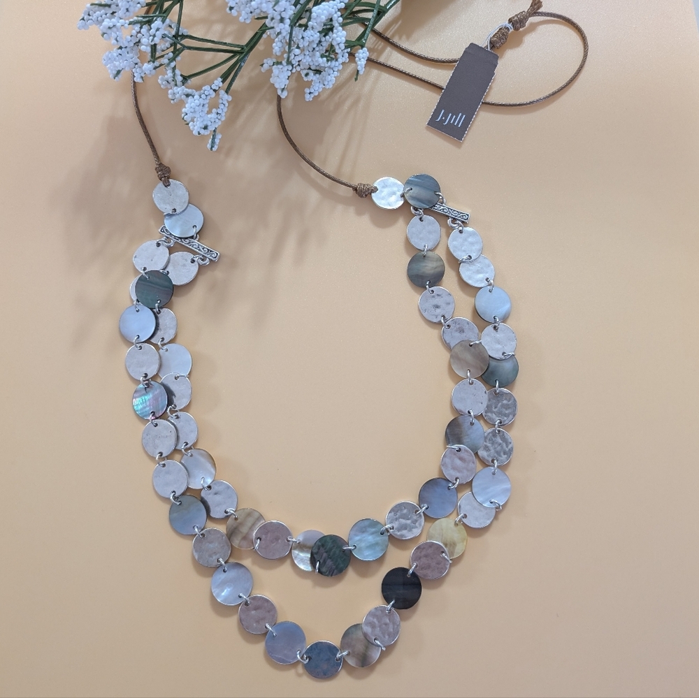 J. Jill Mother of Pearl Black Lipped Shell Double Strand Necklace NWT $59
